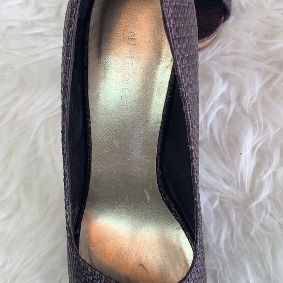Nine West Women’s Brown Wicker Cork Heels Open Toe Pumps Size 7 US - Picture 10 of 12